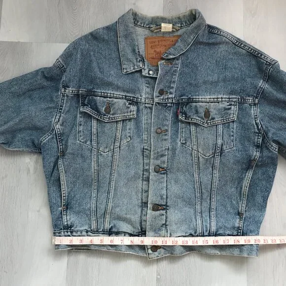 VINTAGE LEVIS MENS TRUCKER JACKET SCREEN PRINT WHITE TIGER LARGE